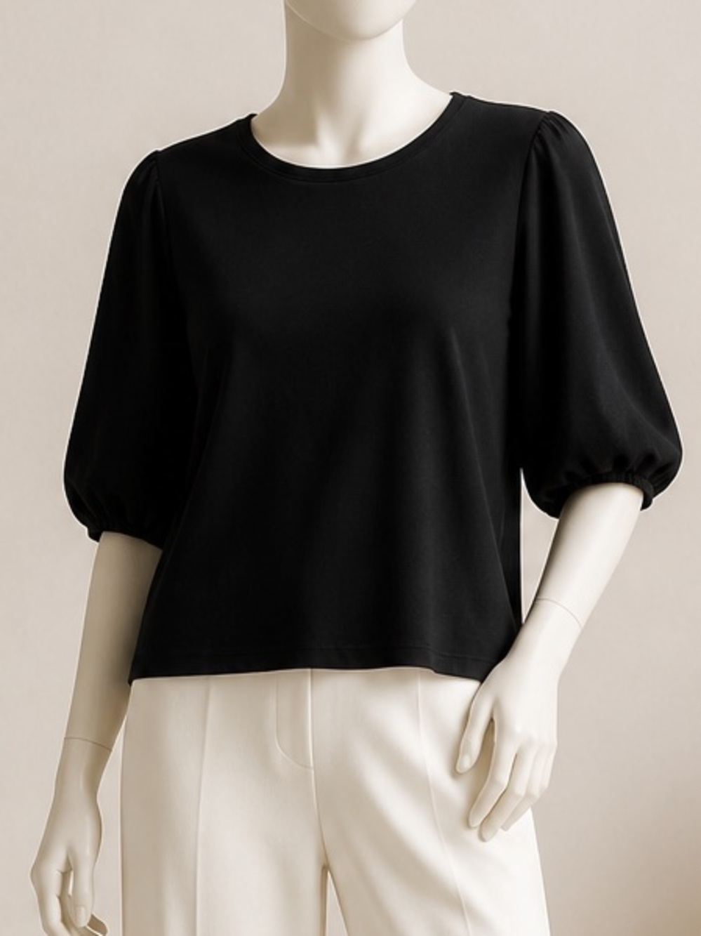 RW&CO Black Puff Sleeve Cotton Top XL